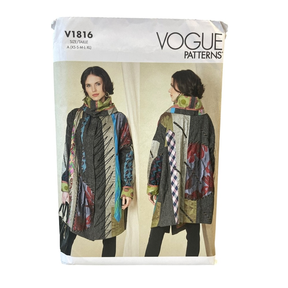 Vogue Patterns V1816 Reversible Coat A (XS-XL) Patchwork Funnel Collar